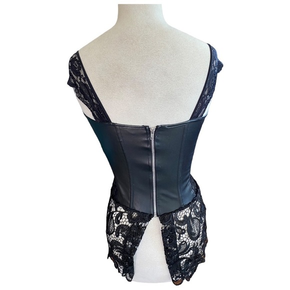 CORSET W/LACE DETAILING FULL ZIP BACK ADJUSTABLE STRAPS SZ LG - Picture 7 of 13